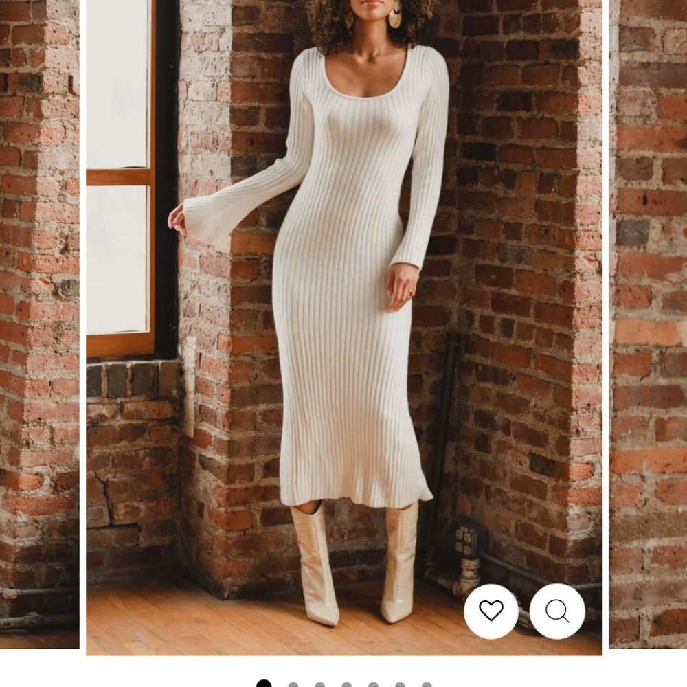 White knit sweater dress